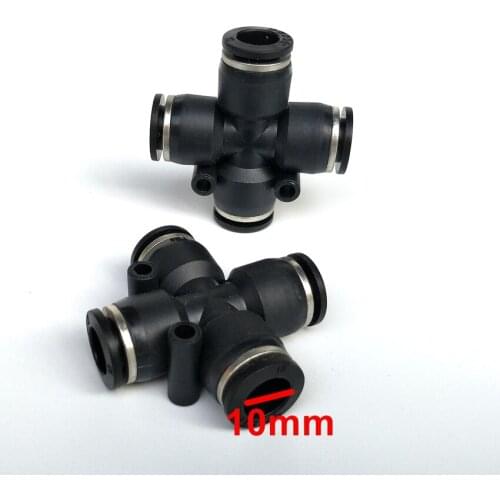 10Pcs/Lot Air Pneumatic Fitting 10mmx10mm Cross Shaped Push in Connector Quick Fittings PZA10