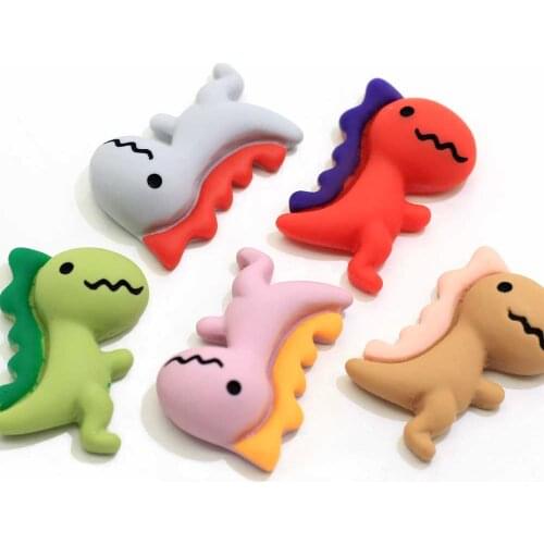 100/50 pcs Resin Coloured Dinosaur Charms Animal Kawaii Flatback Cabochon Resin Craft DIY