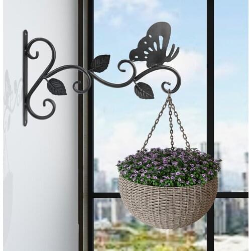2Pcs Hanging Plants Bracket European Style Wall Planter Hooks Flower Pot Iron Lanterns Hanger For Garden Outdoor Indoor Patio