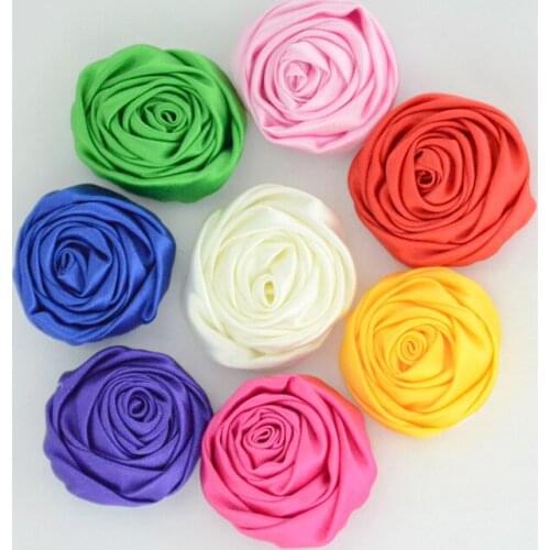 20Pieces/Lot Size 3.5Cm Satin Rose Flowers Artificial Flower Handmade DIY For Wedding Bouquet Hair Accessoires Ribbon Roses