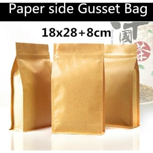 Free Shipping 50pcs 18x28cm (7.1''*11'') Kraft Paper Large Accordion Pocket Ziplock Packaging Bag