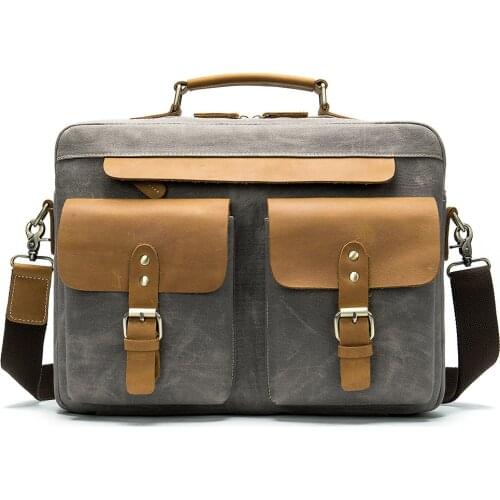 Large Men Bag Handbag Business Bags 14" Laptop Bag Man New Arrival Casual Vintage Mens Briefcase Canvas&crazy Horse Cow Leather