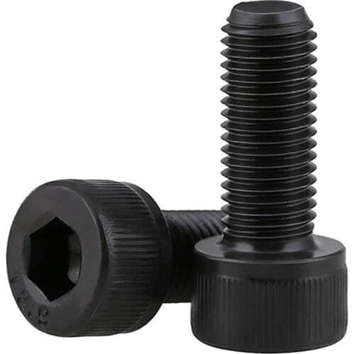 DIN912 M6-M12 Black Fine Thread Hex Hexagon Socket Head Cap Screws Grade 12.9 Carbon Steel Allen Bolts Pitch 0.75/1.0/1.25mm