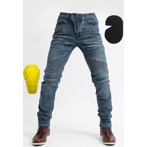 Four Seasons Motorcycle Riding Denim Pants Slim Stretch Protective Gear Biker Moto Riding Touring Men Jeans Trousers S-3XL