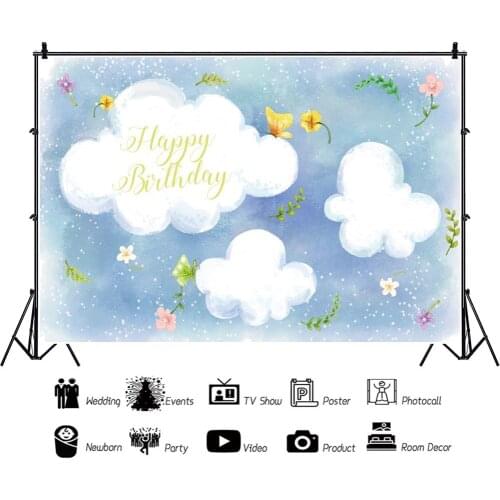 Blue Sky and White Clouds Children Backdrops Photography Baby Shower Birthday Party Kids Photos Background for Shooting Decor