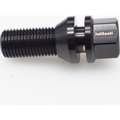 High performance black color new type Gr.5 titanium lug bolts M14*1.5*28mm with 60 degree removable cone seat
