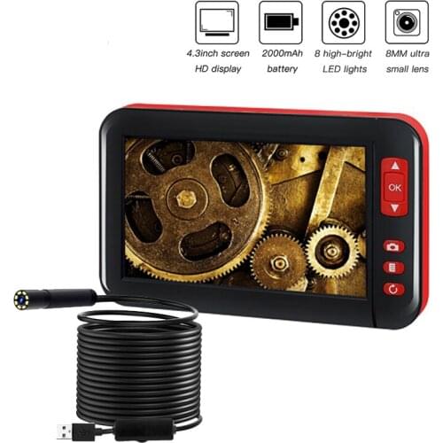 F200 HD1080P 8MM Lens Screen inspection endoscope camera waterproof borescope 4.3 inch HD TFT IPS Screen camera Car Monitor