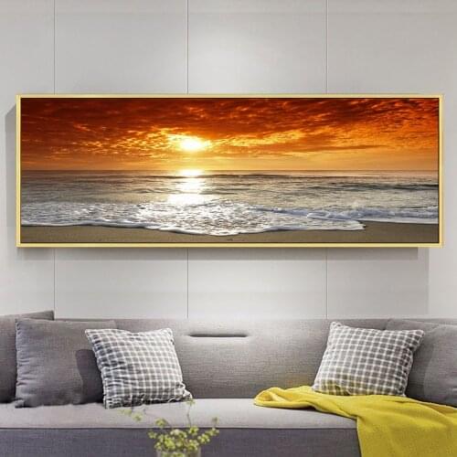 Sunrise Over Sea Beach Nature Picture On Canvas Wall Art Poster And Prints Seascape Wall Painting For Living Room Decoration