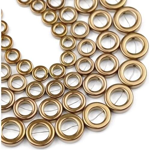 YHBZRET Natural Copper Hematite Stone Round Circle Spacer Loose Beads for Jewelry Making 8/10/12/14mm Diy Bracelet Accessories