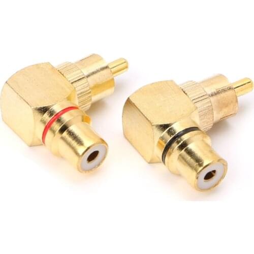 2X Brass RCA Right Angle Male To Female Gold Plated Connector 90 Degree Adapters G6DC