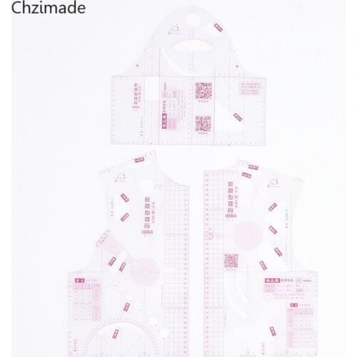 Lychee Life 3Pcs/lot 1:1 Transparent Women Cloth Design Ruler Drafting Template Clothing Prototype Ruler Sewing Tool