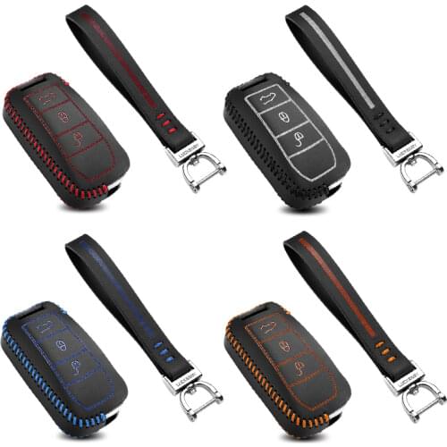 LUCKEASY For porsche cayenne 2007 2008 leather Smart Remote key Case Cover Holder