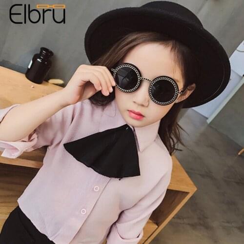 Elbru Fashion Children Sunglasses Round Metal Sun Glasses Outdoor UV400 Sunshades Ultralight Colorful Eyewear For Girls&Boys
