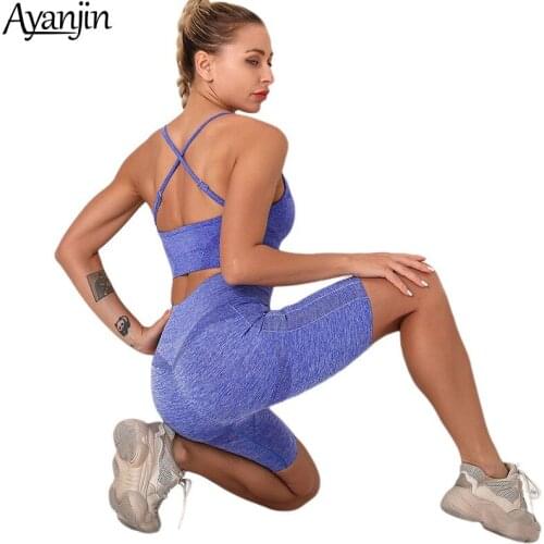 2021 New Womens Seamless Sexy Beautiful Back Sports Bra Shorts Two-piece High Waist Tight-fitting Peach Hip Fitness Pants Suit