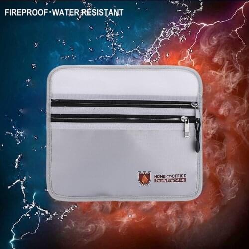 1x Fireproof Waterproof Document Bag Money Safe Box Secret File Protect PouchSchool Office Portable Zipper File Pocket