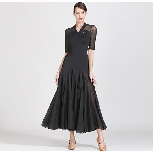 New Red V neck Ballroom Dance Dress Woman Modern Waltz Tango Dance Dresses Standard Ballroom Latin Dance Performance Costumes