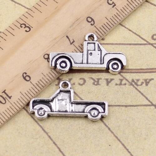 15pcs Charms Pickup Truck Car 13x26mm Antique Silver Color Pendants Making DIY Handmade Tibetan Finding Jewelry For Bracelet