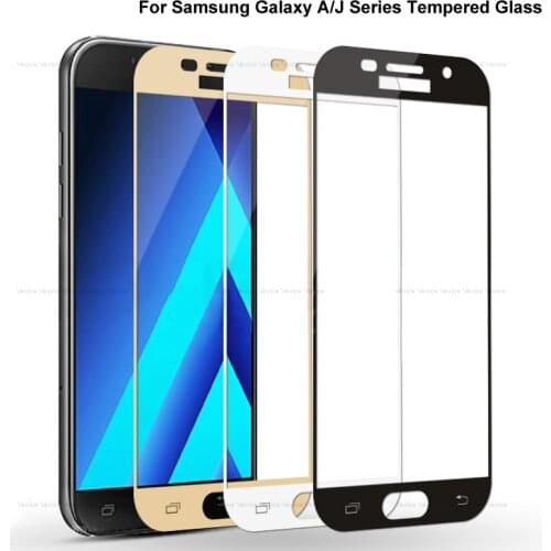 Full Cover Tempered Glass on For Samsung Galaxy A3 A5 A7 2017 2016 J3 J5 J7 2016 2017 A7 2018 Screen Protector Protective Film
