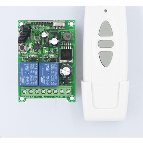 DC12V 24V 36V 48V 2CH Relay Wireless Remote Control Switch Receiver Transmitter Learning Normally Open/Closed Door LED/lamp