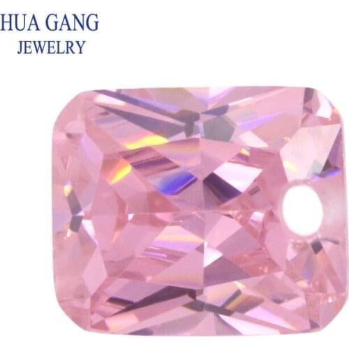 Pink Loose CZ Stones Single Hole 5A Octangle Shape Cubic Zirconia Stone For Jewelry Making Size 4x6~15x20mm High Quality CZ