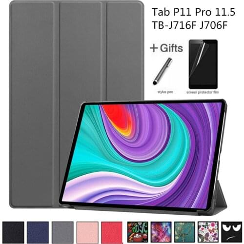 Case For Lenovo Tab P11 Pro TB-J716F TB-J706F 11.5'' Smart Cover Funda Tablet Ultra Slim Magnetic PU Skin Stand Shell+Film+Pen