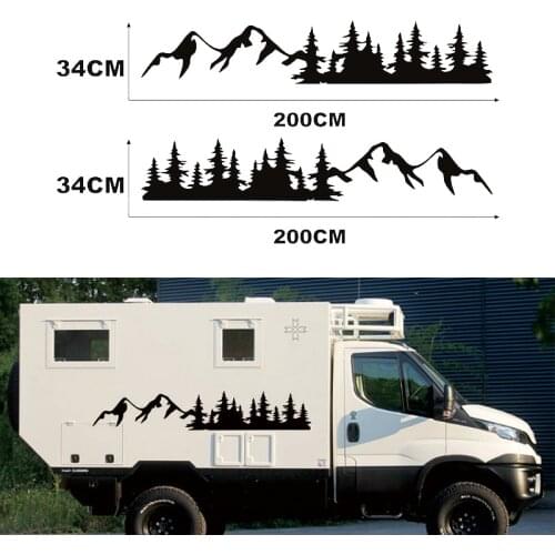 1 Pair 200x34cm Long Mountain Decal Forest Vinyl Custom Nature for RV Trailer Truck Custom Sticker