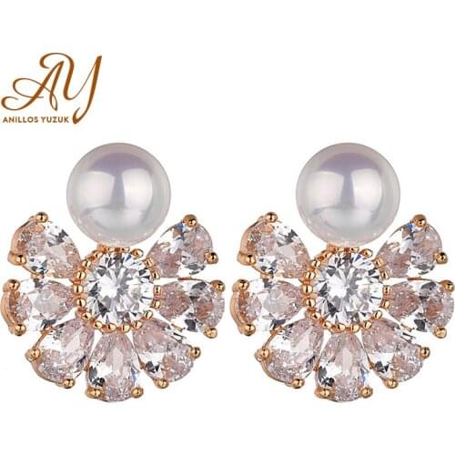 Anillos Yuzuk Elegant 925 Sterling Silver White Pearl With Push-back Stud Earrings For Women Wedding Pear Earing Fashion Jewelry