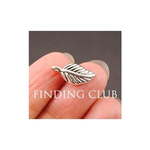100 pcs Wholesale Pendant for jewelry making Silver Color Plated Mini Leaf Metal Charms 15x17mm A802