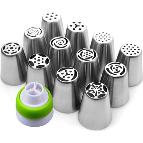 13 pcs Cake Decorating Set Russian Stainless Steel Nozzle Pastry Skills Spherical Lcing Pipe Fudge Cream Baking Tool For Cakes