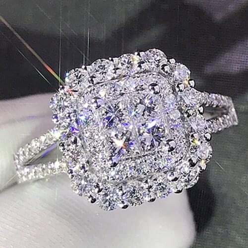 14K Au585 White Gold Women Ring Moissanite Diamonds 1 2 3 4 5 Carat Princess Square Wedding Party Engagement Anniversary Ring