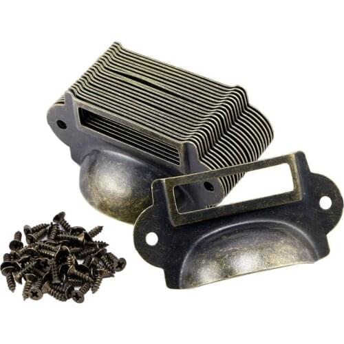 20PCS File Name Card File Cabinet Handles Label Holder Antique Bronze Drawer Label Pull Cabinet Frame Handle File Name