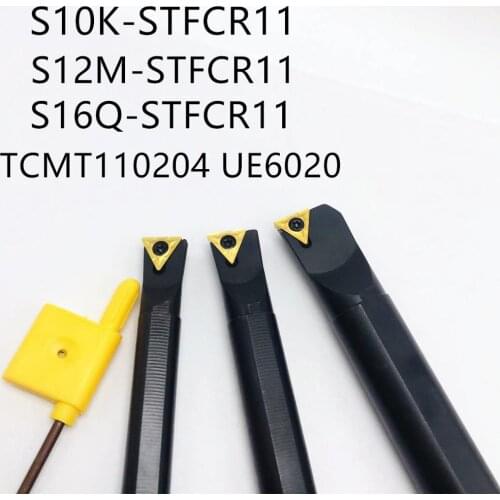3 pieces S10K S12M S16Q-STFCR11 inner hole turning tool holder 91 degree spiral turning tool holder + 10 pieces TCMT110204