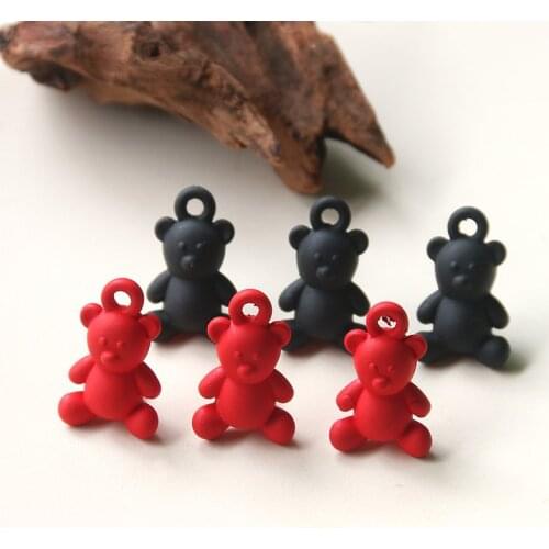 5Pcs Resin Cartoon Paint Bear Pendant Charms Colored Rubber Earring Key Chains Accessory DIY Charm Jewelry Make