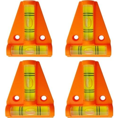4Pcs Acrylic T-Level Tool RV Camper Tralier Motorhome Truck Boat Console Table Measurement Accessories Mini Level Bubble Orange