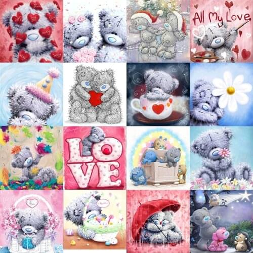 5D DIY diamond painting cute animal teddy bear round diamond embroidery mosaic cross stitch pattern 3D mosaic home decor gift