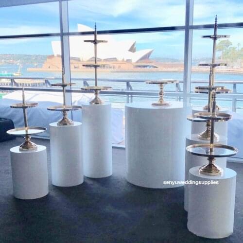 White Round Irom Plinth Wedding Display Stand for Wedding Candy Bar decoration Set senyu1865