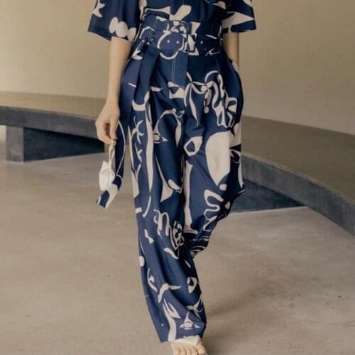 Spring Summer Fashion Print Women Casual New High-waisted Straight Pant Female Loose Slim Pants Ladies Designed Trouser ML111