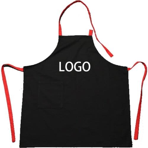 Cotton Canvas Apron Kitchen Work Clothes Restaurant Coffee Nail Milk Tea Shop Customizable LOGO free printing