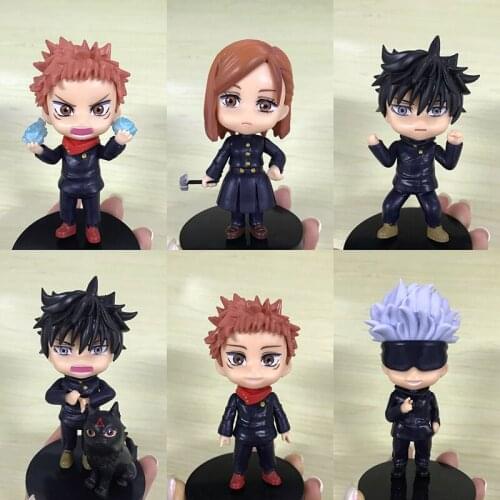 6pcs/set Jujutsu Kaisen Anime Figure Yuji Itadori Gisaki Roses Gojo Satoru Mysterious Megumi Kugisaki Nobara Action Figure Toys