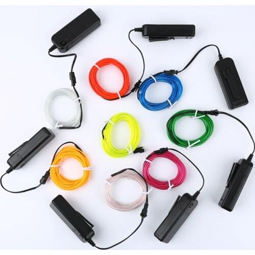EL Wire DIY Flexible Neon Light 5M 3M 1M Glow Rope Tape Cable LED String Light For Party Dance Car Decoration Lighting Colorful