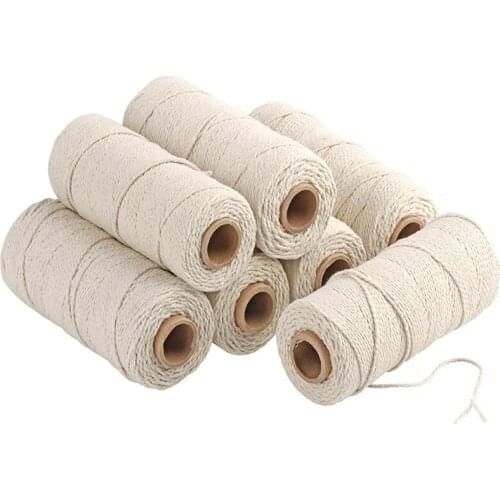 5 Rolls 2.5mm Beige Cotton Twisted Cord 150 Meters/Roll Cotton Macrame Rope Artcraft String DIY handmade Tying Wire Cords