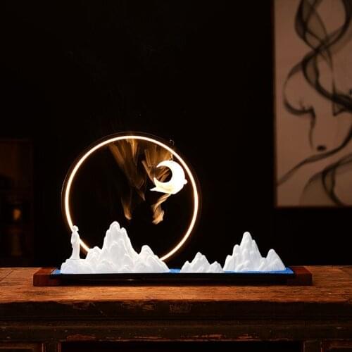 Creative Eletric Incense Burner Led Light Luxury Ceramic Mountain Incense Burner Smoke Back Flow Encensoir Home Decor EI50IB