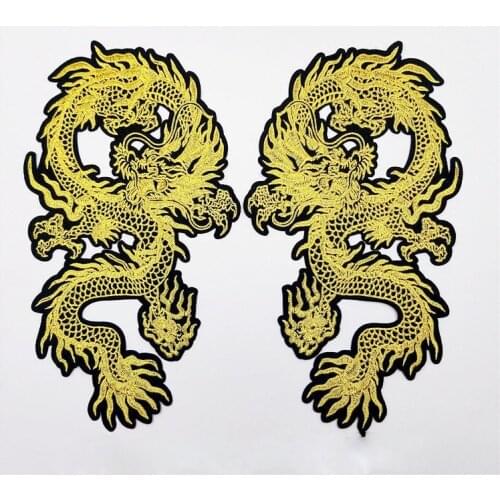 2 Pcs New Arrival Chinese Dragon Embroidered Patches Creative Applique Handmade DIY Clothes Sewing Supplies Accessories