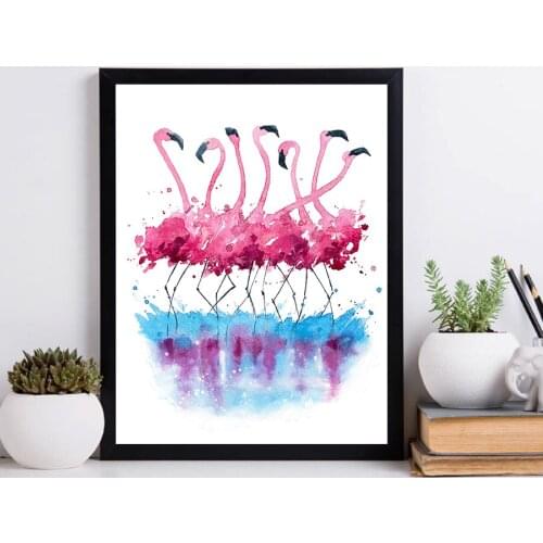 Noah Art Posters and Prints Wall Art Canvas Painting Pictures for Living Room Nordic Decoration Watercolor Flamingo Unframed