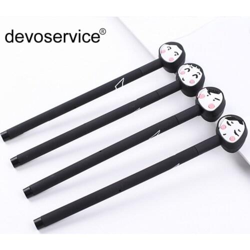 2018 New 4Pcs Kawaii Doll Soft Gel Pen Cartoon 0.38mm Black Signature Pens For Student Stationery Gifts School Office Supplies