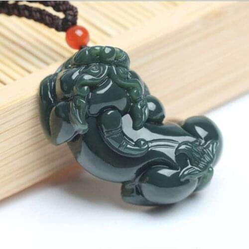 Natural hetian cyan jade handcarved brave troops pendant simple retro pendant temperament jewellery fashion for women men
