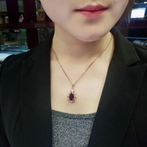Tourmaline Pendant Fine Jewelry Real 18 K Gold 100% Natural Rubi Tourmaline 4.6ct Gemstones Diamond Pendant Necklace