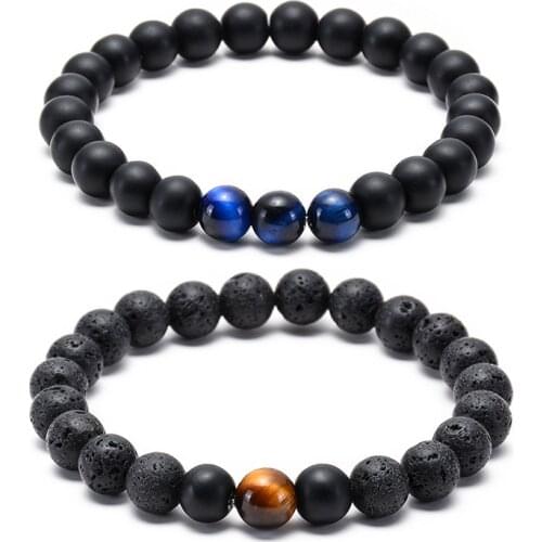 2020 Hot Sale Matte Onxy Natural Stone Mixed Beaded Charms Unisex Couples Bracelet For Women Girls Dainty Gift Daily Jewelry