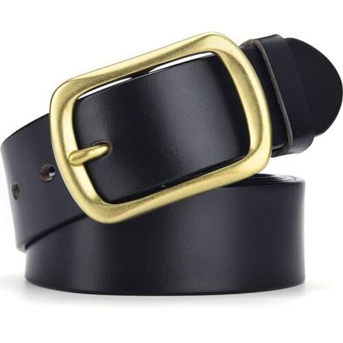 Men Belt Genuine Leather Alloy Gold Pin Buckle Waist Belts Jeans Vintage Luxury Brand Design Trouser Belt Cinturones Para Hombre