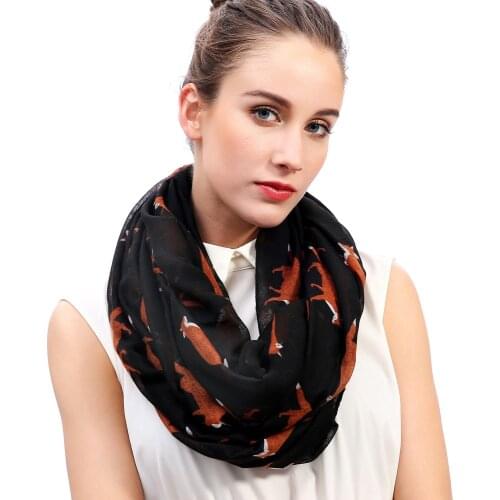 Fox Animal Print Infinity Loop Snood Scarf Scarves Womens Gift Accessories Soft Lightweight for All Seasons